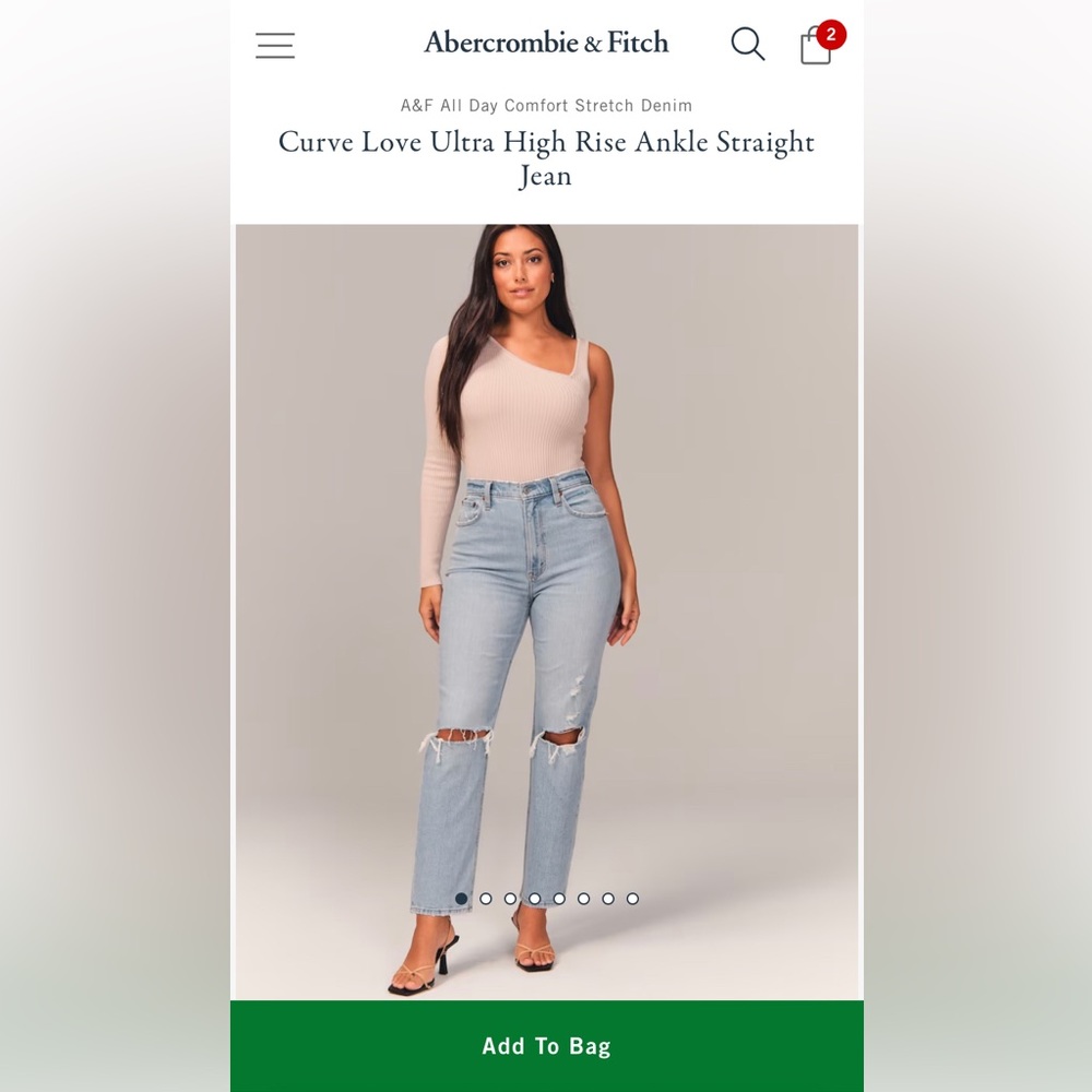 A&F Curve Love High Rise Ankle Straight Jeans